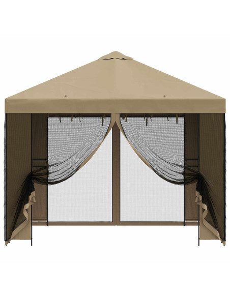 Gazebo da giardino con pareti laterali 3 x 3 m Beige