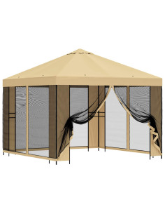 Gazebo da giardino con pareti laterali 3 x 3 m Crema 2