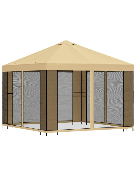Gazebo da giardino con pareti laterali 3 x 3 m Crema