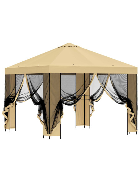 Gazebo da giardino con pareti laterali 3 x 3 m Crema
