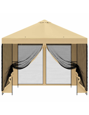 Gazebo da giardino con pareti laterali 3 x 3 m Crema