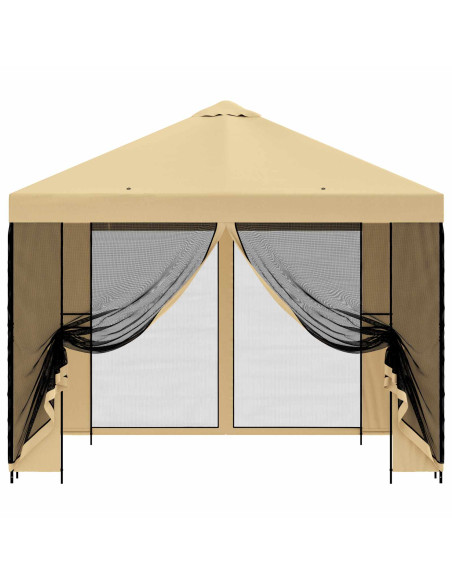Gazebo da giardino con pareti laterali 3 x 3 m Crema