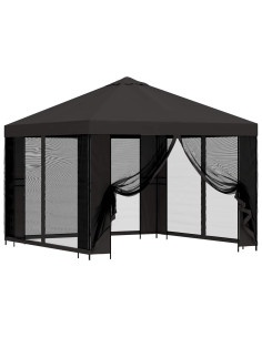Gazebo da giardino con pareti laterali 3 x 3 m Antracite 2