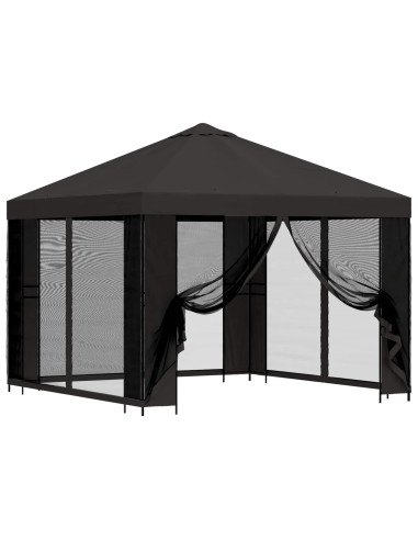 Gazebo da giardino con pareti laterali 3 x 3 m Antracite