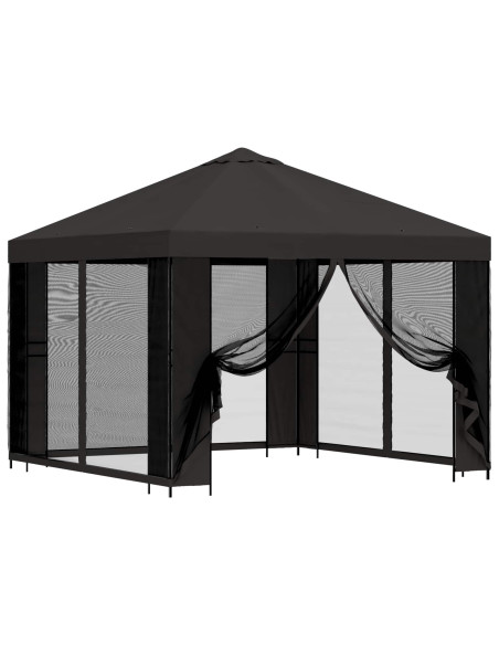 Gazebo da giardino con pareti laterali 3 x 3 m Antracite
