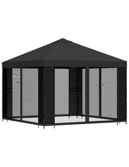 Gazebo da giardino con pareti laterali 3 x 3 m Antracite