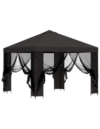 Gazebo da giardino con pareti laterali 3 x 3 m Antracite