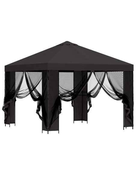 Gazebo da giardino con pareti laterali 3 x 3 m Antracite