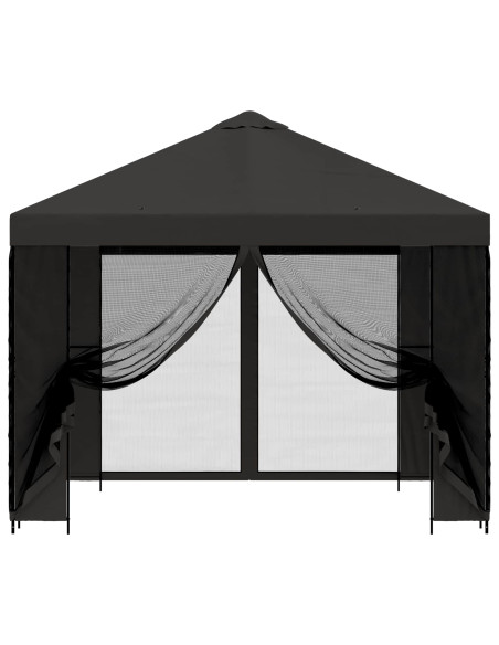 Gazebo da giardino con pareti laterali 3 x 3 m Antracite