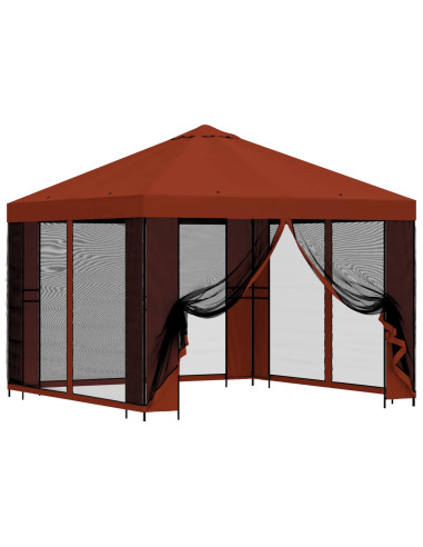 Gazebo da giardino con pareti laterali 3 x 3 m Terracotta