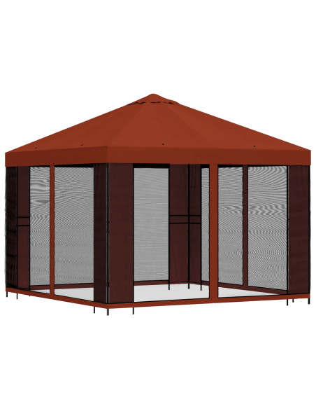 Gazebo da giardino con pareti laterali 3 x 3 m Terracotta