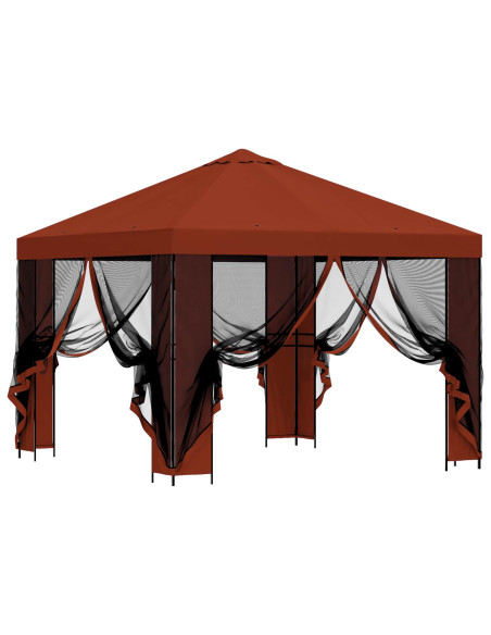 Gazebo da giardino con pareti laterali 3 x 3 m Terracotta