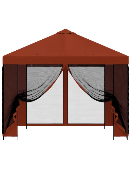 Gazebo da giardino con pareti laterali 3 x 3 m Terracotta