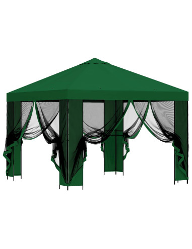 Gazebo da giardino con pareti laterali 3 x 3 m Verde