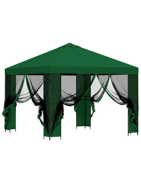 Gazebo da giardino con pareti laterali 3 x 3 m Verde