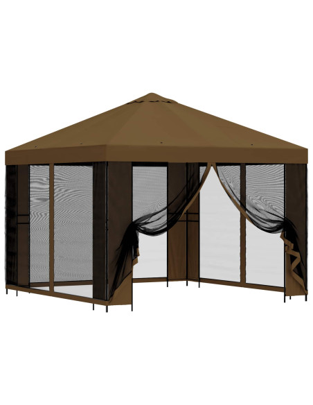 Gazebo da giardino con pareti laterali 3 x 3 m Tortora