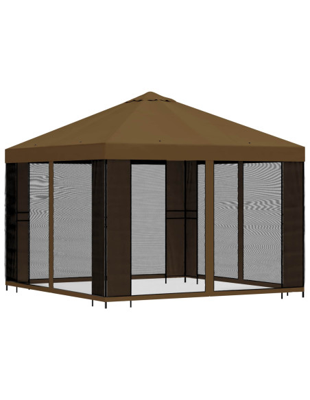 Gazebo da giardino con pareti laterali 3 x 3 m Tortora