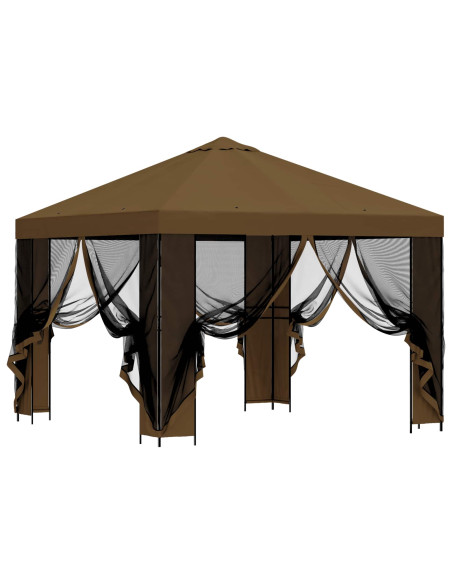 Gazebo da giardino con pareti laterali 3 x 3 m Tortora