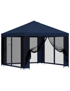 Gazebo da giardino con pareti laterali 3 x 3 m Blu 2