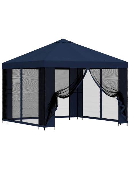Gazebo da giardino con pareti laterali 3 x 3 m Blu
