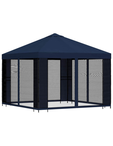 Gazebo da giardino con pareti laterali 3 x 3 m Blu