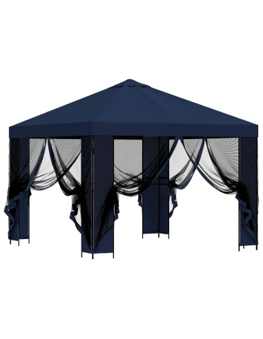 Gazebo da giardino con pareti laterali 3 x 3 m Blu