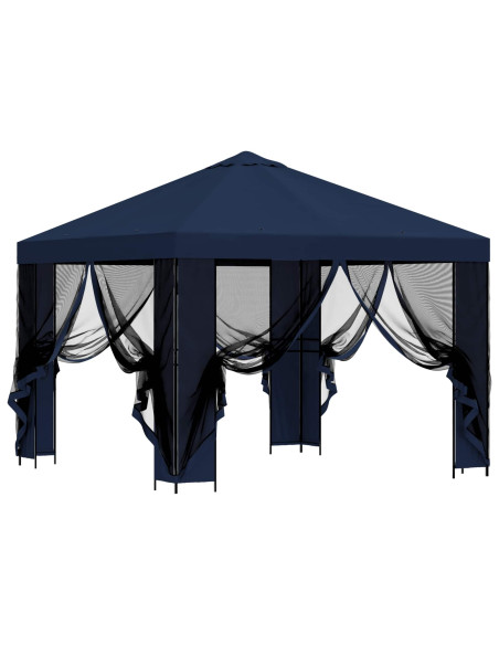 Gazebo da giardino con pareti laterali 3 x 3 m Blu