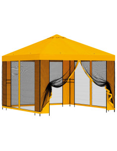 Gazebo da giardino con pareti laterali 3 x 3 m Giallo 2