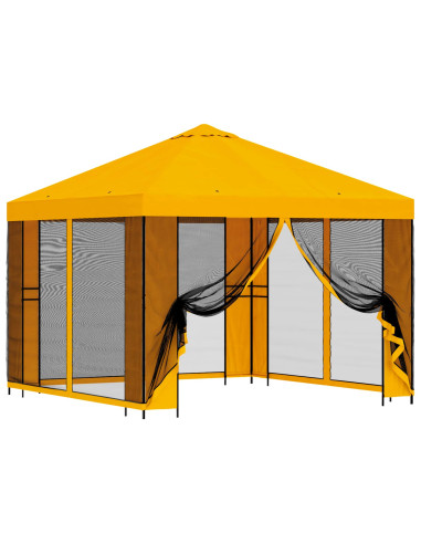 Gazebo da giardino con pareti laterali 3 x 3 m Giallo