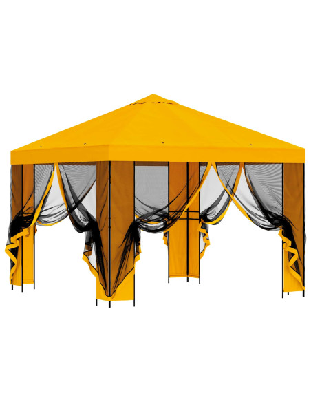 Gazebo da giardino con pareti laterali 3 x 3 m Giallo