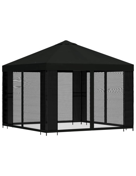 Gazebo da giardino con pareti laterali 3 x 3 m Nero