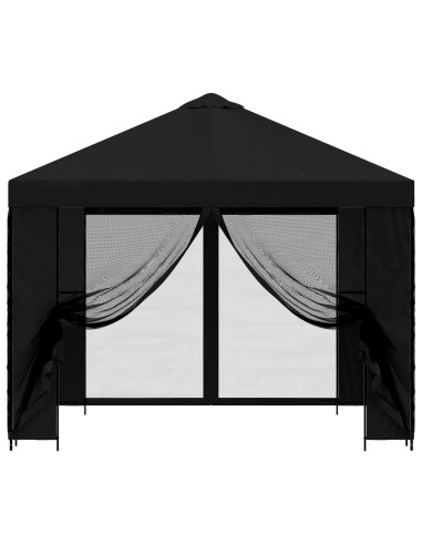 Gazebo da giardino con pareti laterali 3 x 3 m Nero