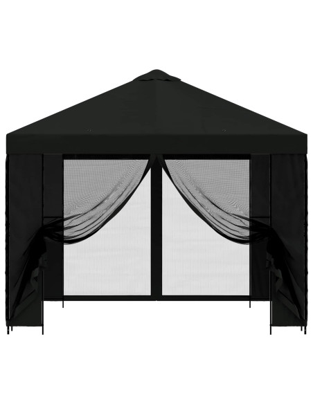 Gazebo da giardino con pareti laterali 3 x 3 m Nero