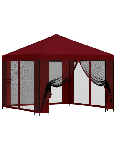 Gazebo da giardino con pareti laterali 3 x 3 m Borgogna