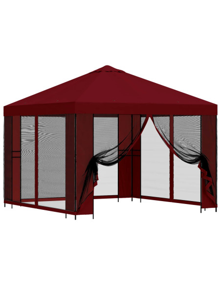 Gazebo da giardino con pareti laterali 3 x 3 m Borgogna