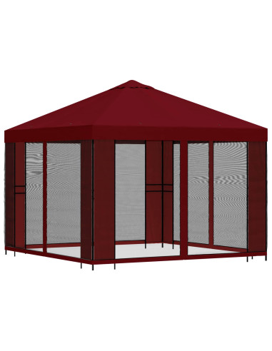Gazebo da giardino con pareti laterali 3 x 3 m Borgogna