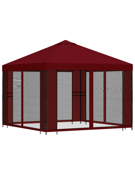 Gazebo da giardino con pareti laterali 3 x 3 m Borgogna