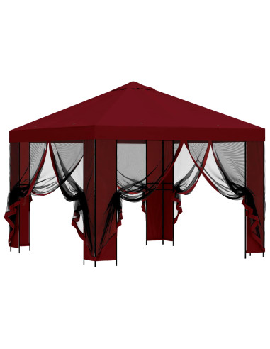 Gazebo da giardino con pareti laterali 3 x 3 m Borgogna