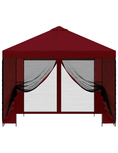 Gazebo da giardino con pareti laterali 3 x 3 m Borgogna