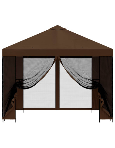 Gazebo da giardino con pareti laterali 3 x 3 m Marrone