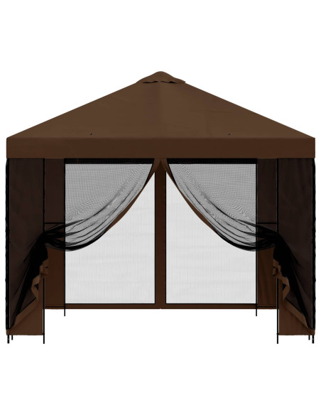 Gazebo da giardino con pareti laterali 3 x 3 m Marrone