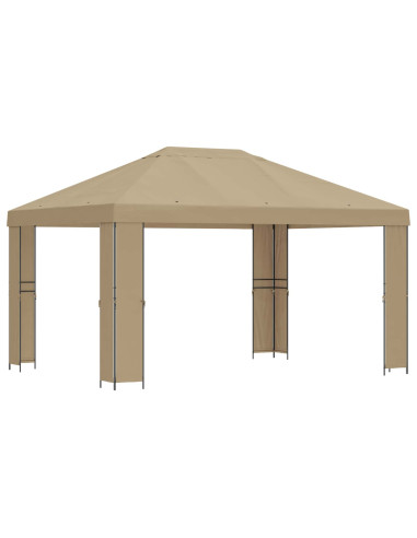 Gazebo 4 × 3 m Beige Poliestere e Acciaio 190