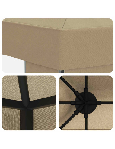 Gazebo 4 × 3 m Beige Poliestere e Acciaio 190