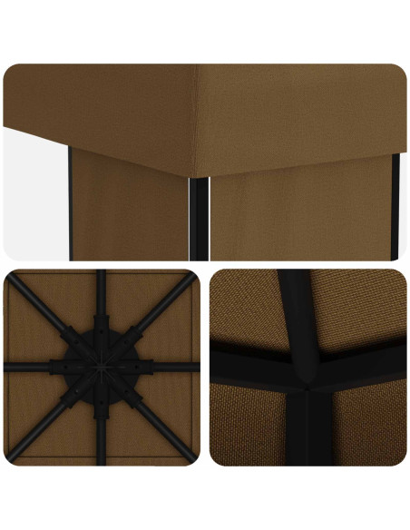 Gazebo 4 × 3 m Tortora Poliestere e Acciaio 190