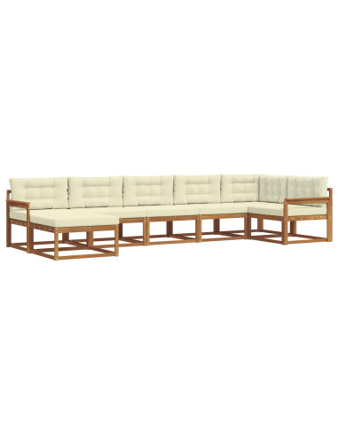 Set di divani da esterno con cuscino 7 pcs Naturale e Crema