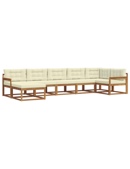 Set di divani da esterno con cuscino 7 pcs Naturale e Crema