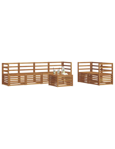 Set divani 7 pcs Naturale Legno di Acacia Massello