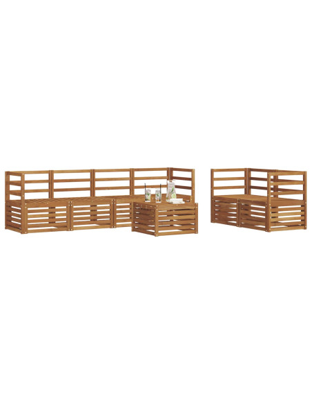 Set divani 7 pcs Naturale Legno di Acacia Massello