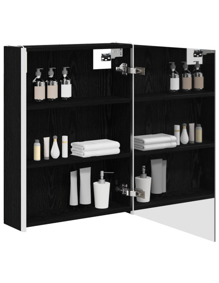 Mobiletto per specchio da bagno Rovere Nero 53,5 x 15,5 x 70 cm