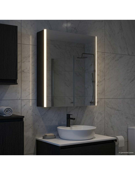Mobiletto per specchio da bagno Rovere Nero 53,5 x 15,5 x 70 cm